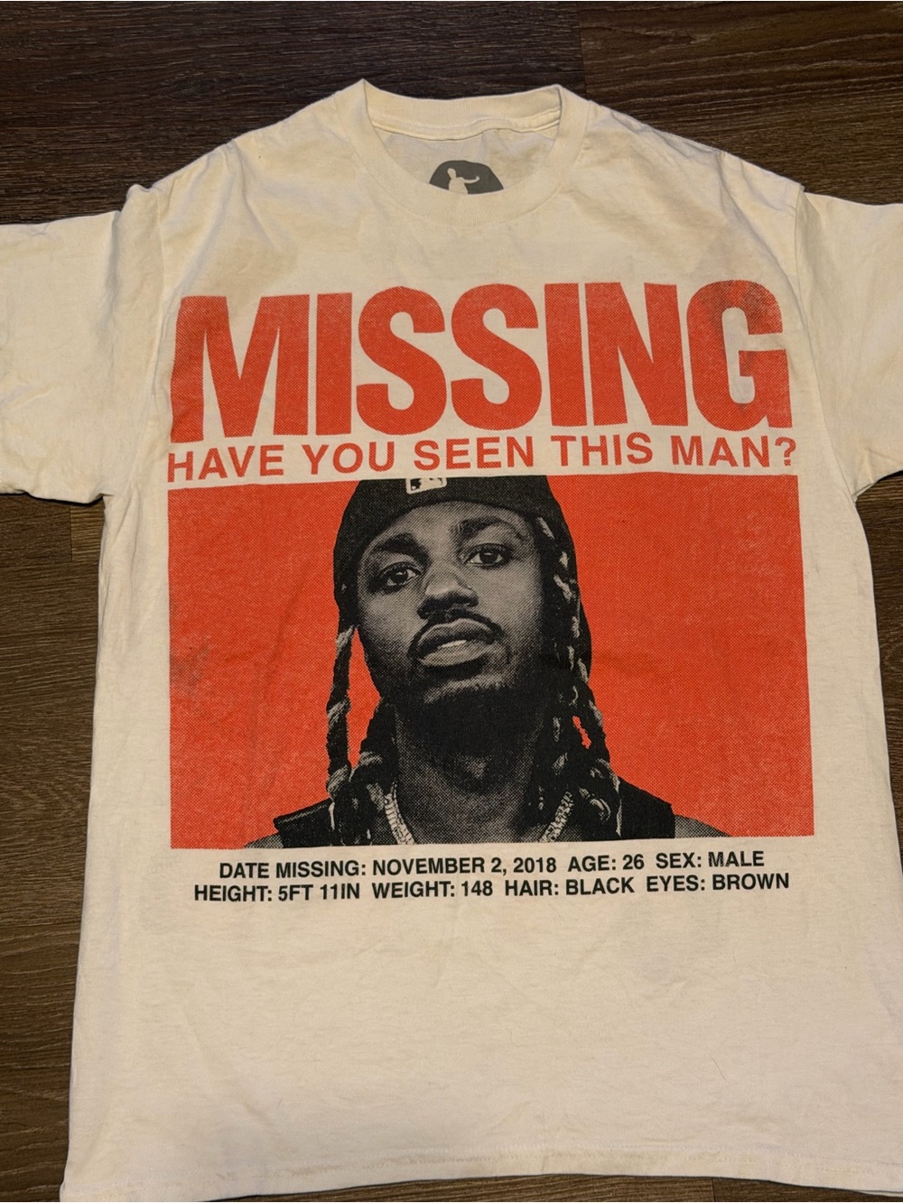Bravado Metro Boomin White T-Shirt with Red Graphic "MISSING" Print